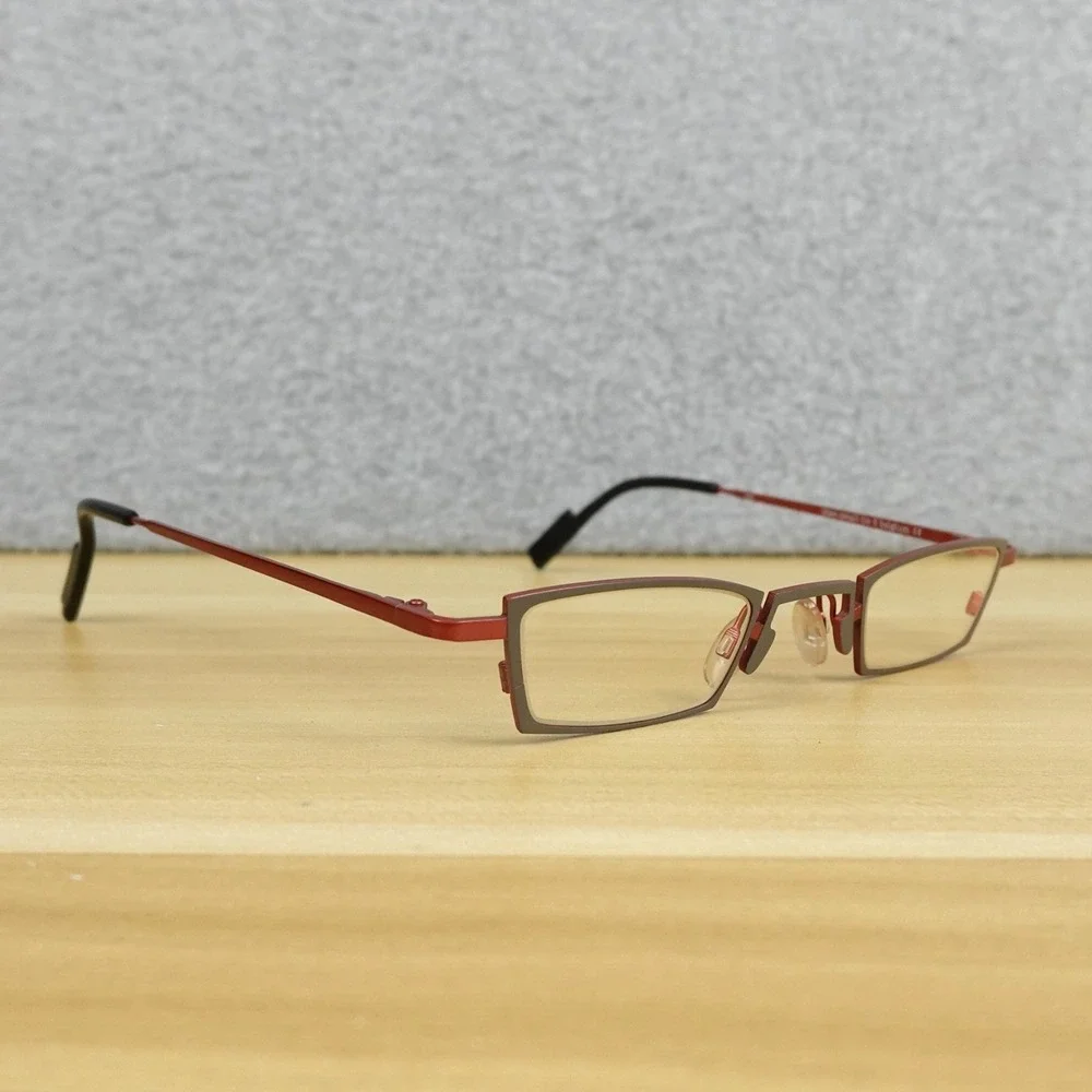 Theo Small Tie 2 Eyeglasses FRAMES Womens Belgium Red Gray Cat Eye 146 Titanium